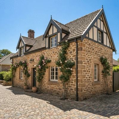 Historic stone buildings on a street in Hahndorf